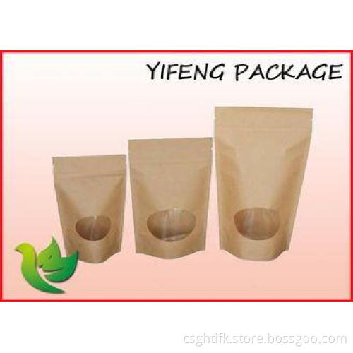 Window Stand Up Kraft Paper Bag For Coffee Packaging 8oz 12